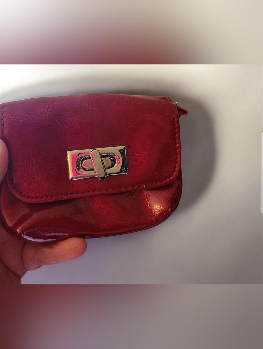 Vintage Red Women's Turn-Lock Patent Sm. Wallet Or Pouch